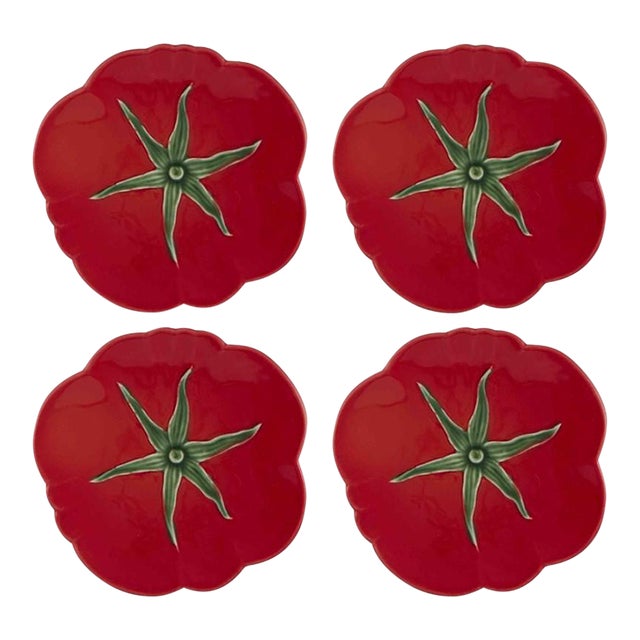 Bordallo Pinheiro Tomato Bread & Butter Plates, Set of 4 For Sale