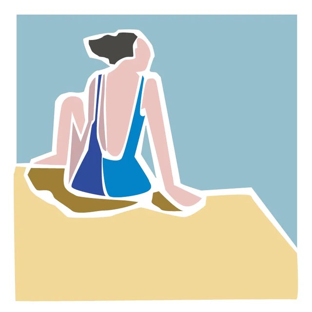 "Back on the Beach" Contemporary Abstract Figurative Print For Sale