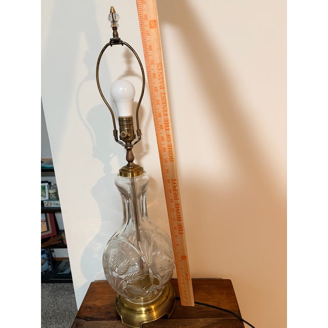 Vintage Wildwood Cut Crystal Wheat & Brass Table Lamp, Circa 1970s For Sale - Image 9 of 10