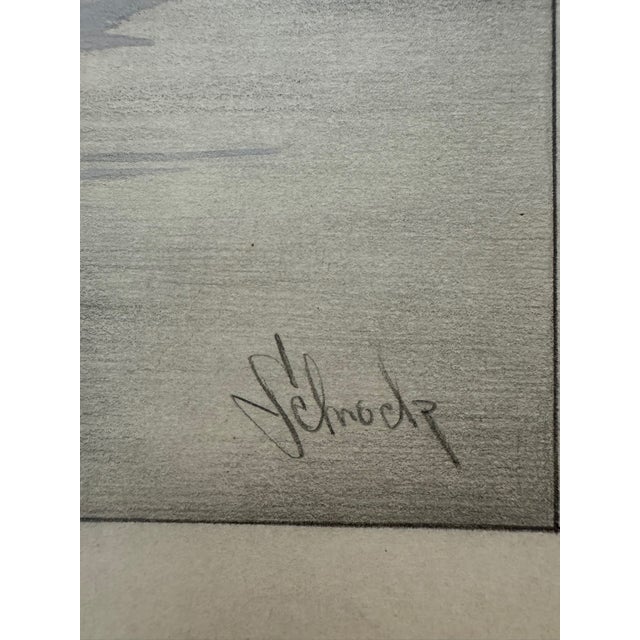 1940s 1940s Title: Original t.e. Schrock Signed Graphite Illustration of Female Swimmer, 8.5" X 10". For Sale - Image 5 of 6