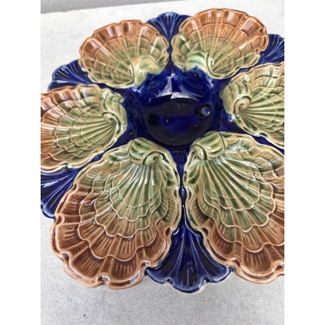 French Very Rare French Majolica Oyster Plate Fives Lille, Circa 1890 For Sale - Image 3 of 6