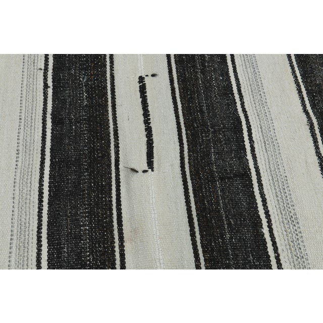 Black Beige Kilim Handmade Wool Antique Area Rug For Sale - Image 4 of 11