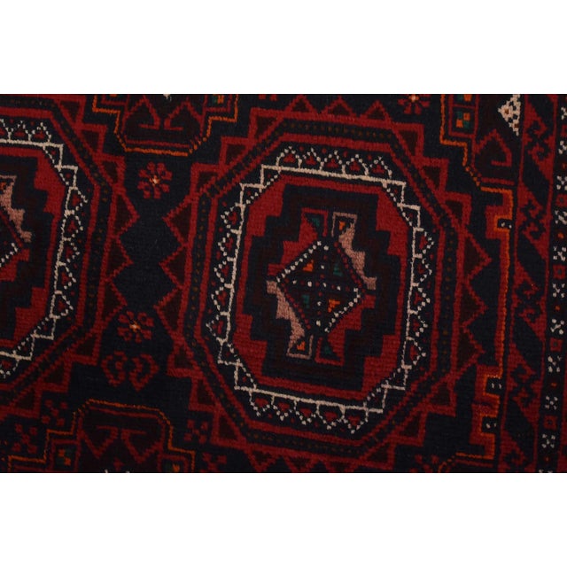 Baloch Rug 3’6” X 6’1” Blue Wool Vintage Tribal Hand-Knotted Oriental Carpet For Sale - Image 4 of 11