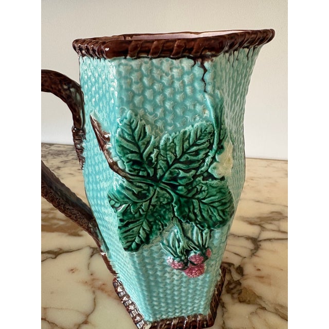 Ceramic 1880 English Majolica Hexagonal Pitcher For Sale - Image 7 of 12