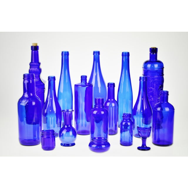 Decorative Cobalt Blue Glass Bottles Set of 16 Chairish