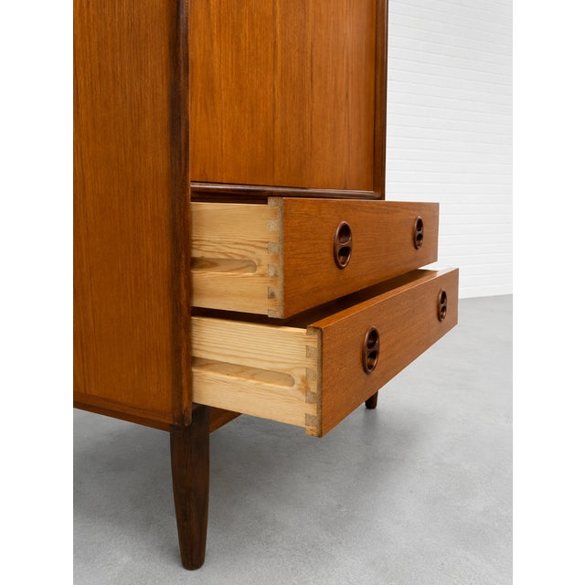 Mid Century Modern Teak Cabinet / Danish Modern Armoire / Sliding Door Highboy Dresser / Vintage Scandinavian Storage Cabinet, C. 1960’s For Sale In New York - Image 6 of 15