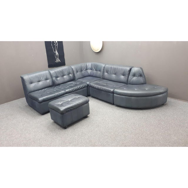 Modular Buffalo Leather Seating Group attributed to Laauser, 1980s Set of 5 For Sale - Image 15 of 15