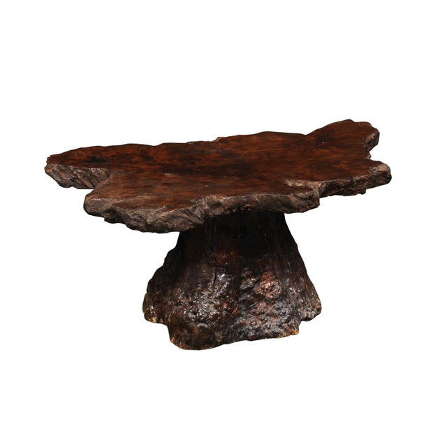 Wood Mid 20th Century Live-Edge Cypress Wood Small Coffee Table For Sale - Image 7 of 12