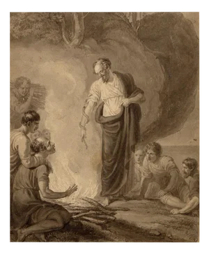 Richard Westall RA, St Paul and the Viper, 1806, Original Watercolour