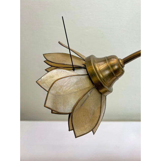 Vintage Brass Floral Table Lamp with Three Lotus Flowers, 1960s For Sale - Image 12 of 14