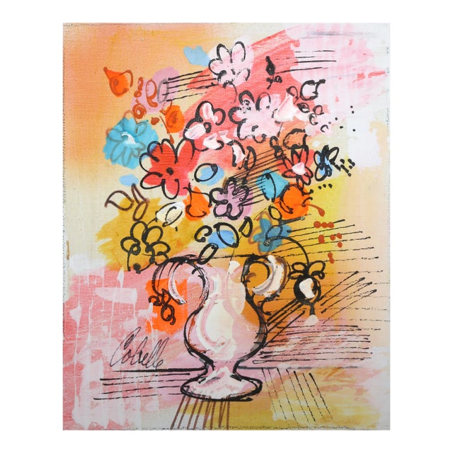 Vase With Flowers (Pink and Blue) 1, Charles Cobelle For Sale