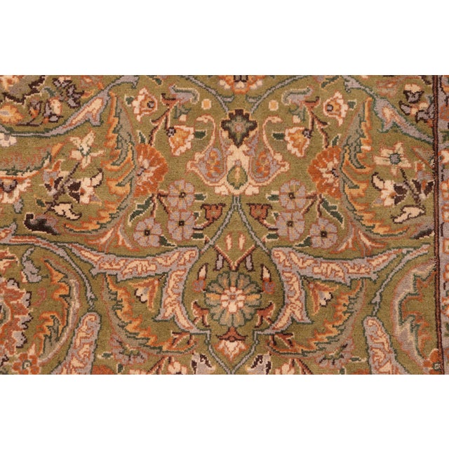 Shabby Chic Floral 1990's Pak-Persian Green/Beige Wool Rug - 6'1'' X 8'6'' For Sale - Image 4 of 9