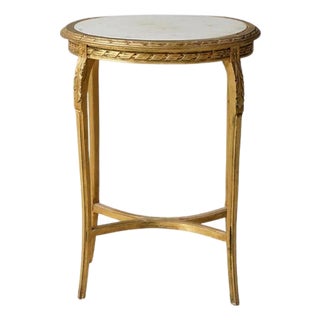 19th Century Marble & Oak Tea Table For Sale