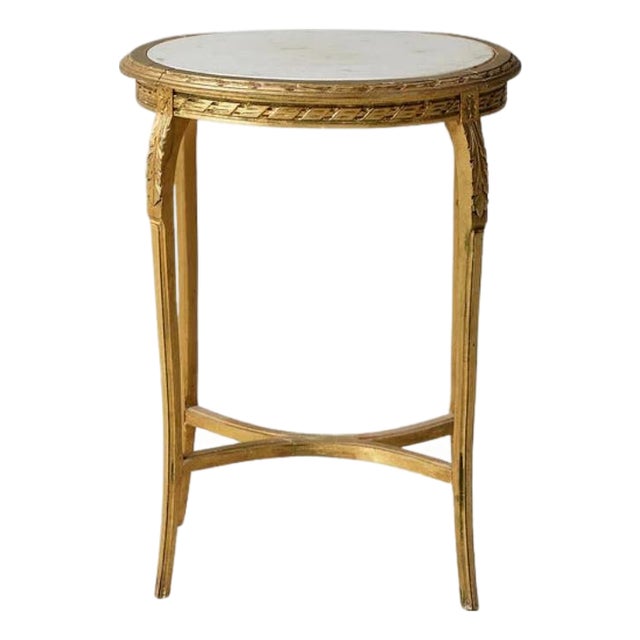 19th Century Marble & Oak Tea Table For Sale