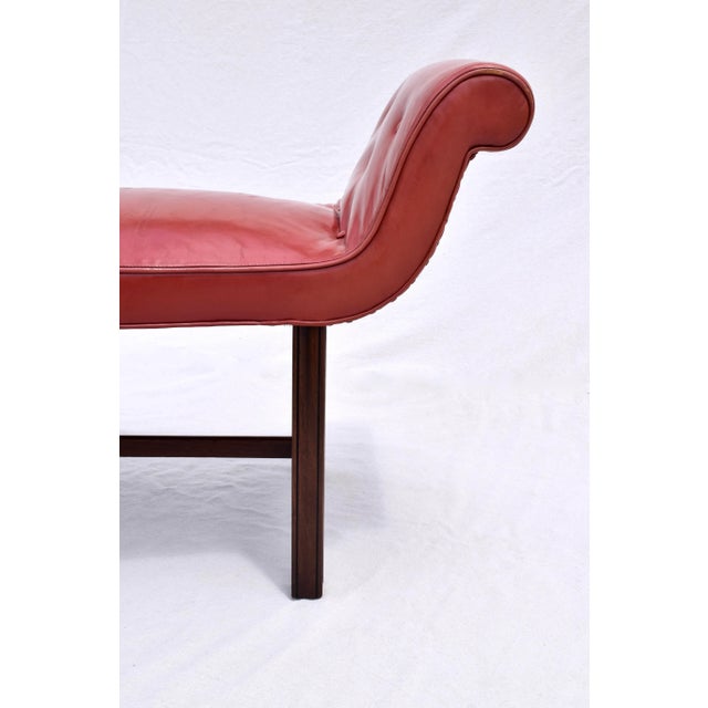 Antique Chippendale Window Benches, Mahogany & Leather, England, 1940s For Sale - Image 12 of 13