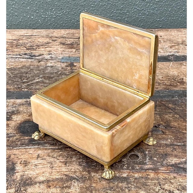Vintage Onyx and Brass Footed Box For Sale - Image 11 of 12