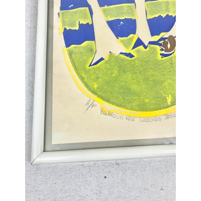 Mid 20th Century "Babes in the Woods" Artists Proof Linocut Print, Framed For Sale - Image 4 of 10