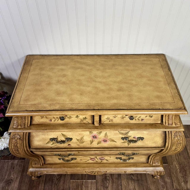 Vintage Painted Floral Bombe Chest of Drawers For Sale - Image 4 of 13
