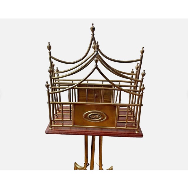 Edwardian Hall Bm Brass & Mahogany Revolving Newspaper/Magazine Rack – English Canterbury For Sale - Image 4 of 15