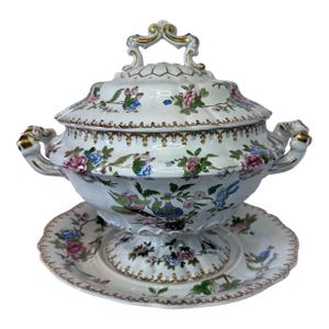 Early Victorian Copeland & Garrett Hand-Painted Ironstone Tureen, C. 1835–45 — A Rare Survivor With Original Stand.
