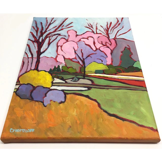 Contemporary "Spring Landscape" Original Fauvist Landscape Painting by Catherine Martzloff For Sale - Image 3 of 7