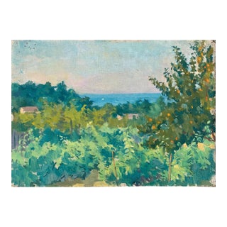 Vintage Ukrainian Impressionist Oil Painting, Rural Landscape, 1961 29-40 For Sale