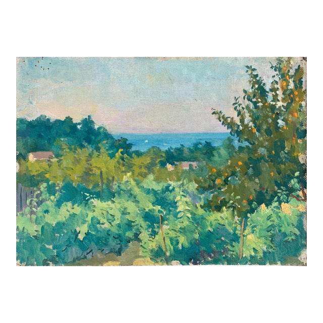 Vintage Ukrainian Impressionist Oil Painting, Rural Landscape, 1961 29-40 For Sale