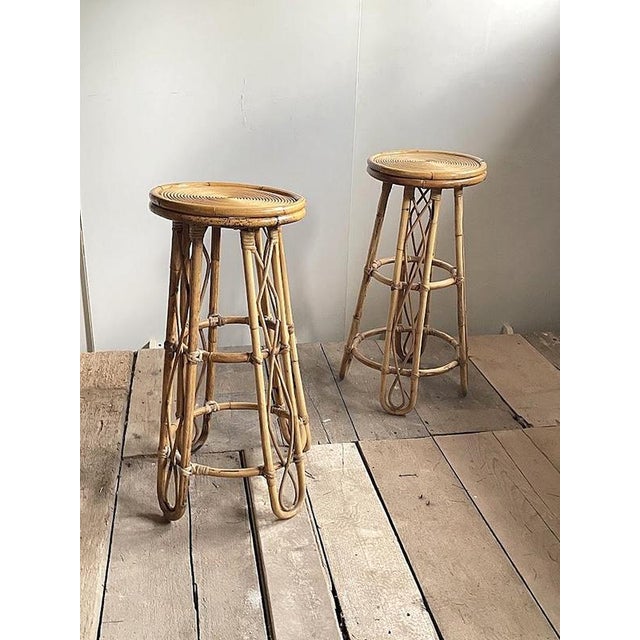 Vintage Sculptural Rattan Bar Stool, Japan, 1970s For Sale - Image 6 of 10