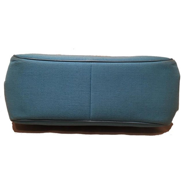 Late 20th Century Roberta DI Camerino Blue Linen Handbag For Sale - Image 4 of 8