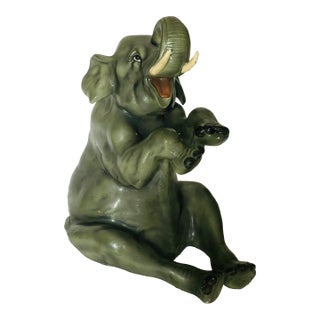 Vintage Cute Elephant Garden Figurine For Sale