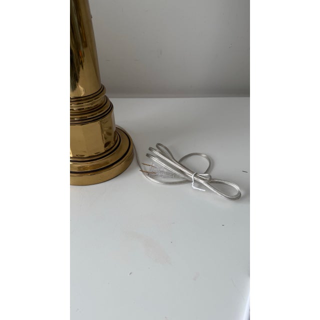 Late 20th Century Nautical Brass Column Table Lamp For Sale - Image 9 of 10