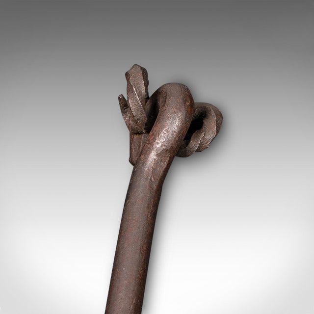 Brown Antique Ram's Head Fire Poker, English Wrought Iron, Aries, Fireplace, Edwardian For Sale - Image 8 of 10