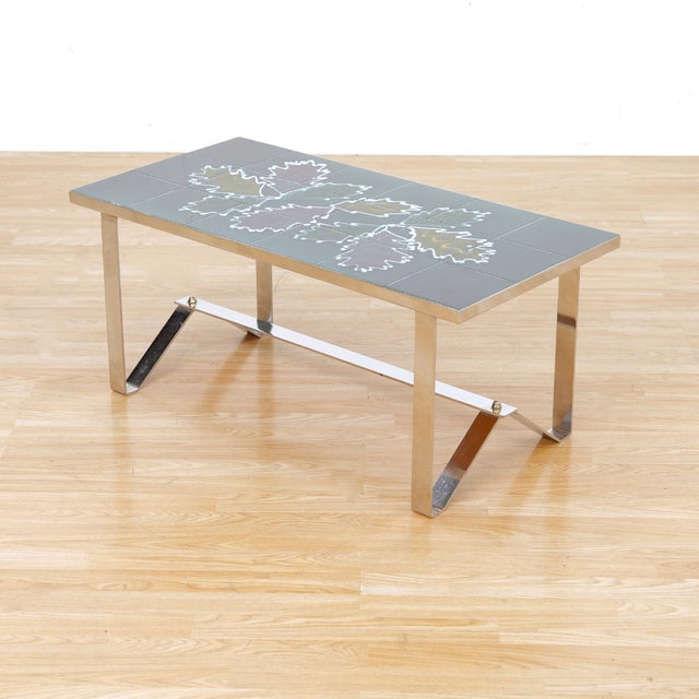 1970s Post Modern Chrome & Tile Coffee Table For Sale - Image 4 of 10