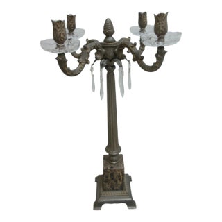 French Marble 4 Arm Candelabra Crystal marble Candle stand holder For Sale