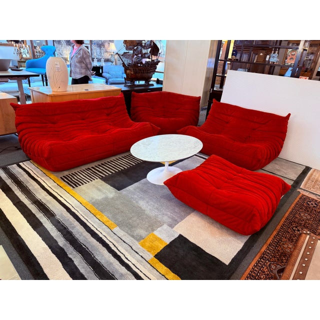 2010s Michel Ducaroy for Ligne Roset Toga Sectional in Alcantara Goya Red, Set of Four For Sale - Image 5 of 18