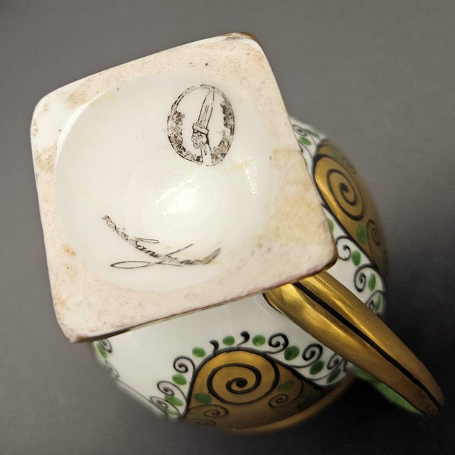 1930s Art Deco Porcelain Cup and Saucer by Matthes & Ebel, Mäbensdorf, 1930s, Set of 2 For Sale - Image 5 of 8