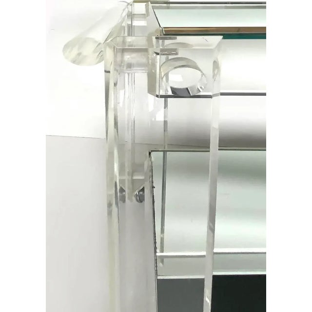 Mid-Century Modern Lucite Bar Cart Rolling 1970s Hollywood Regency For Sale - Image 3 of 7