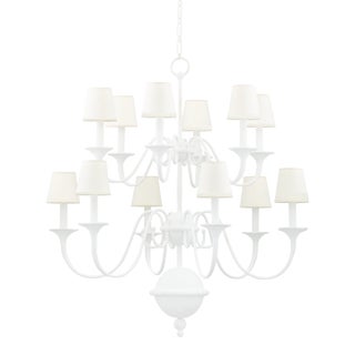 Mark D. Sikes 12 Light Windsor Chandelier, White Plaster For Sale