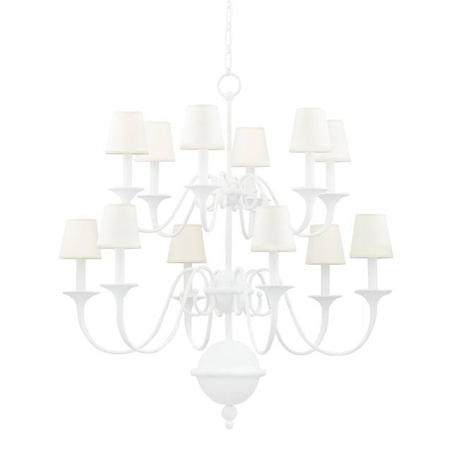 Mark D. Sikes 12 Light Windsor Chandelier, White Plaster For Sale