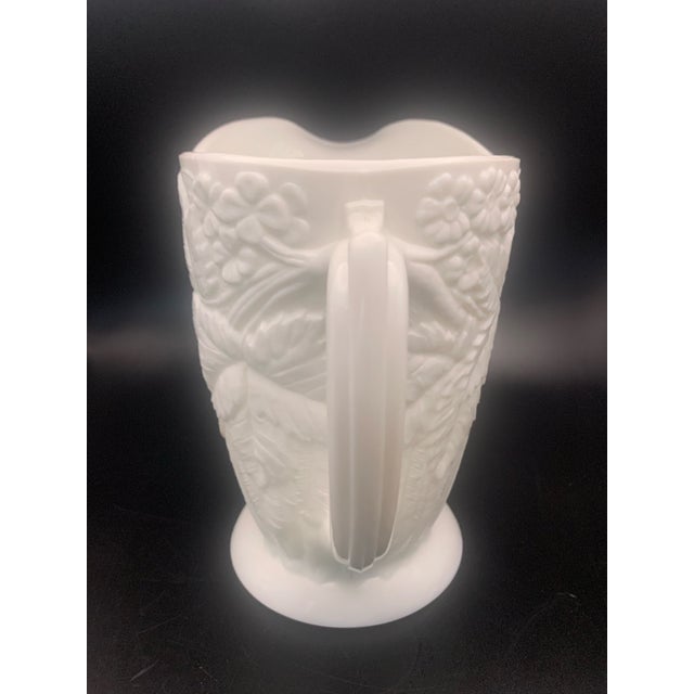 Antique Eapg 19th Century Opaque White Milk Glass Owl Pitcher For Sale - Image 4 of 8