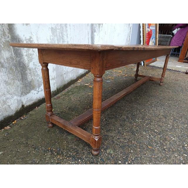 Wood Rustic Oak Farmhouse Table For Sale - Image 7 of 18