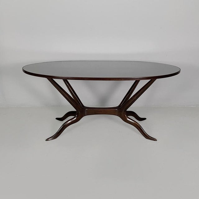 Mid-Century Modern Italian Oval Wooden and Glass Table, 1950s For Sale - Image 18 of 18
