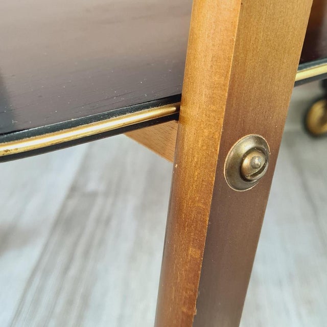 1960s Mid-Century Bar Trolley in Wood and Brass, 1960s For Sale - Image 5 of 12