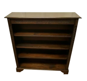 Vintage Open Bookcase in Carved Oak, 1940