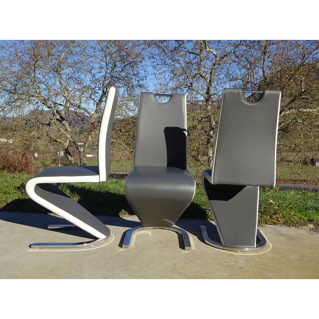 2000 - 2009 Chrome Base Zig Zag Chairs, 2000s, Set of 3 For Sale - Image 5 of 18