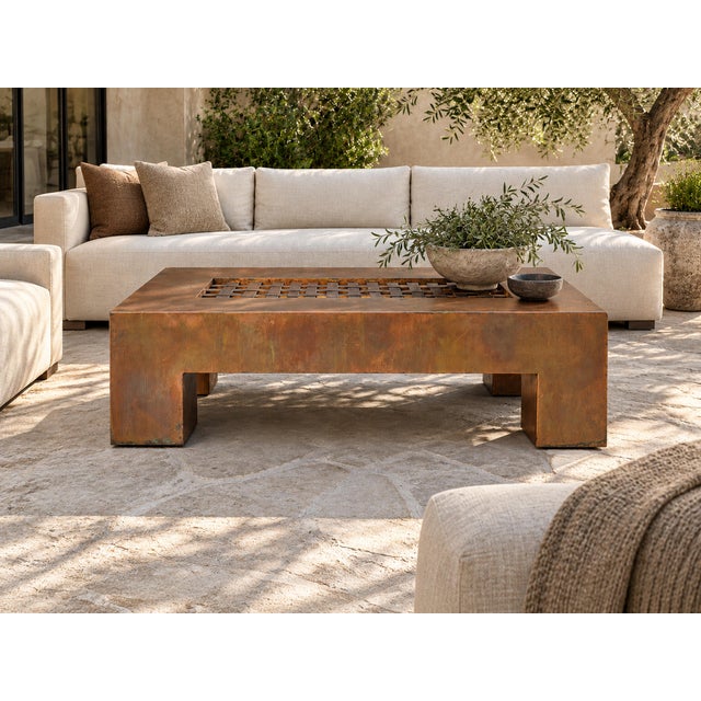 Brutalist Bespoke Patinated Copper Coffee Table For Sale - Image 3 of 8