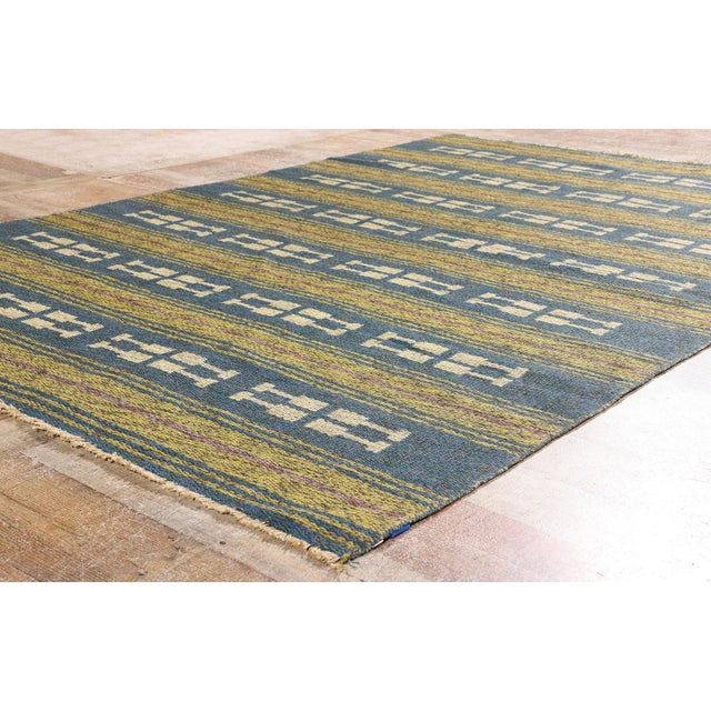 Olive Vintage Finnish Rollakan Rug, 05'03 X 07'11 For Sale - Image 8 of 10