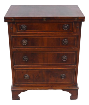 Georgian Revival Yew Bachelor's Chest of Drawers with Flip Top, 1920s