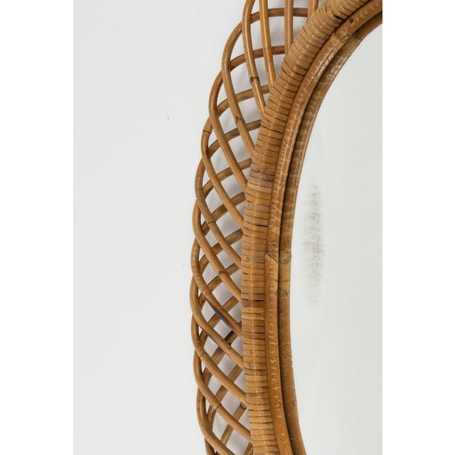 Wood Mid-Century Modern Rattan and Bamboo Oval Wall Mirror by Franco Albini, Italy, 1960s For Sale - Image 7 of 12