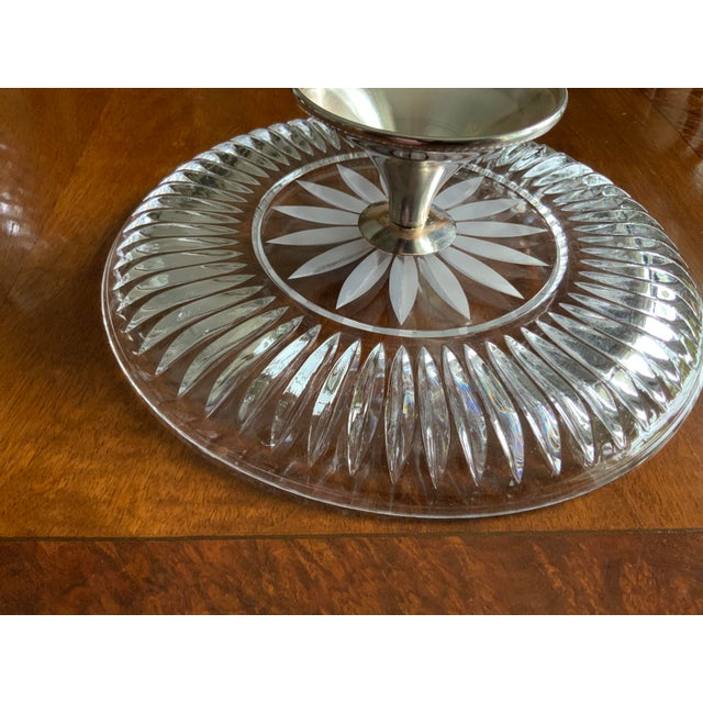 1980s Vintage Silver Plated & Crystal Cake Stand For Sale - Image 5 of 7